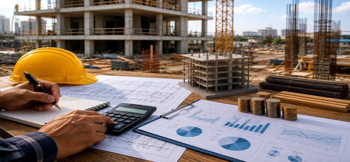 Calculadora sobre planta de obra: orçamento e controle de custos de obras